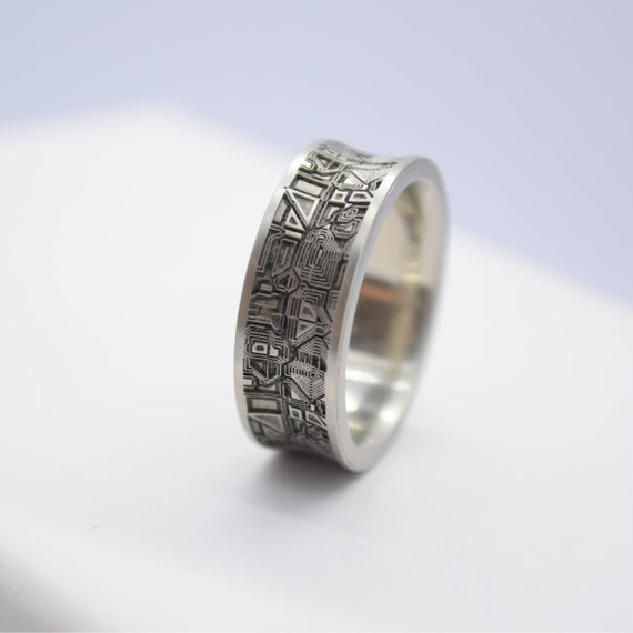 Circuit Board Ring Sterling Silver Men's Wedding Band Etsy