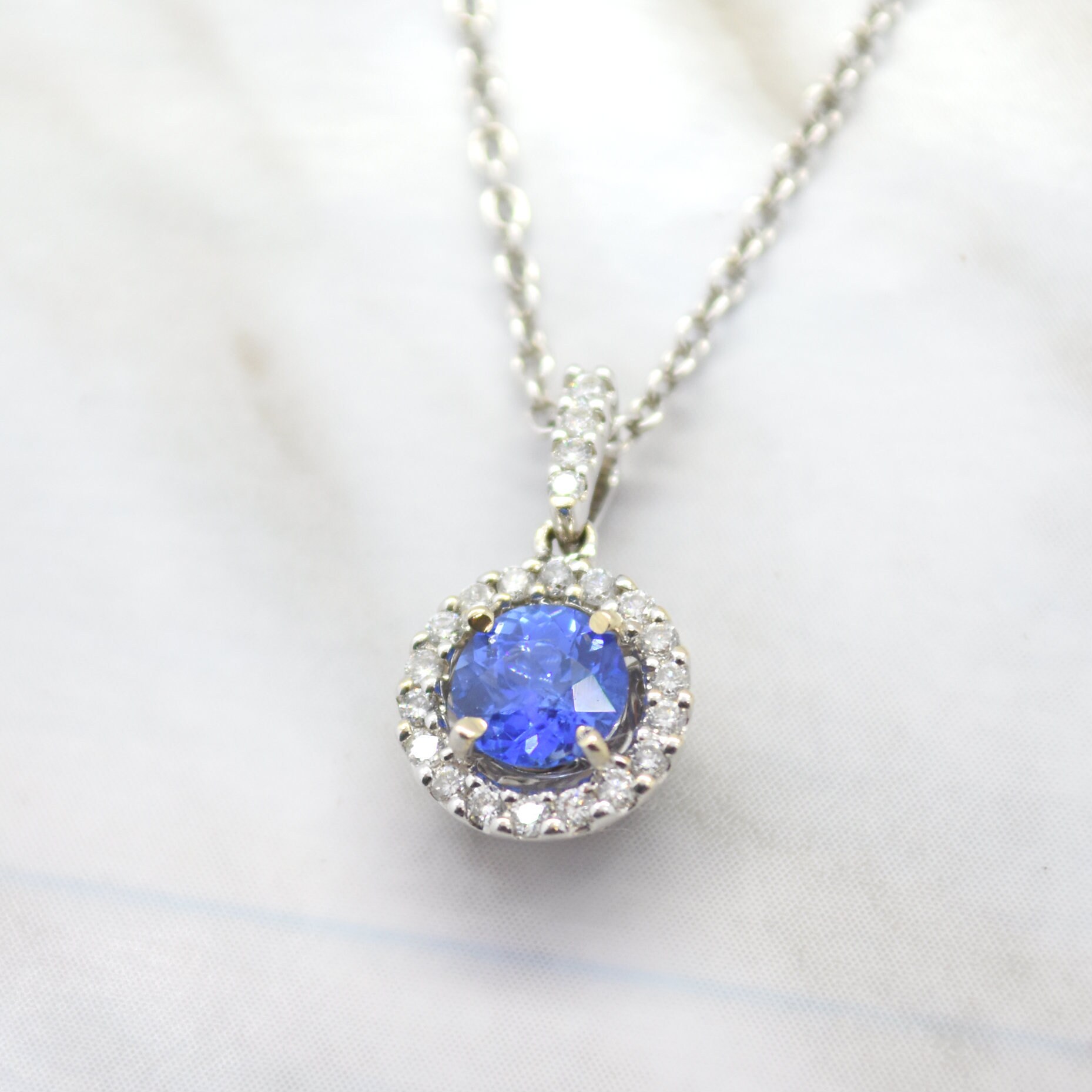 Blue Sapphire Diamond Necklace 50