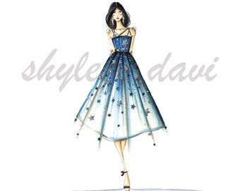 Fashion Illustration Art Print "Stargazer"