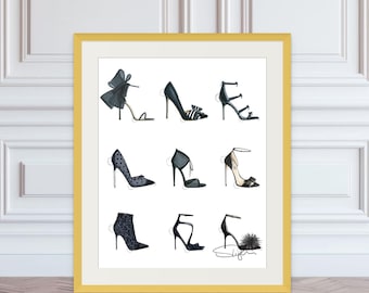 Fashion Illustration Sketch "Black Heels Collection