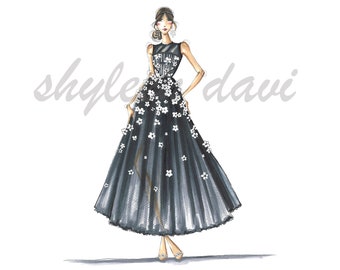 Fashion Illustration Wall Art Sketch "Nimbus"