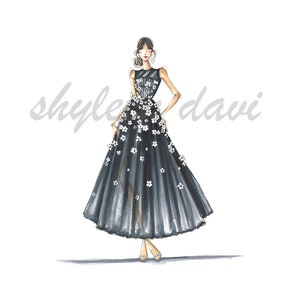 Fashion Illustration Wall Art Sketch &quot;Nimbus&quot;