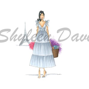 Fashion Illustration Sketch &quot;Paris Girl&quot;