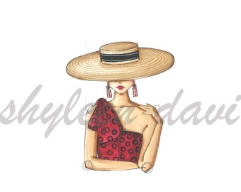 Fashion Illustration Sketch "Hats Off To Summer"