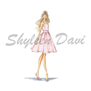 Fashion Illustration Sketch &quot;Pink Daydreams&quot;