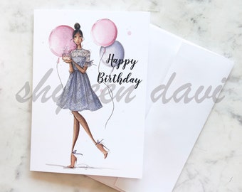 Fashion Illustrated Birthday Card "Confetti Wishes"