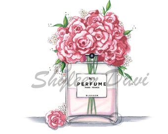 Fashion Illustration Sketch "Pink Perfume"