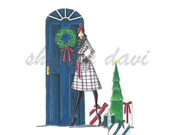 Fashion Illustrated Art Print "Home For The Holidays"