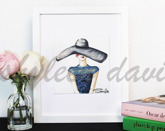 Fashion Illustration Print &quot;Hats Off To You&quot; (unframed)