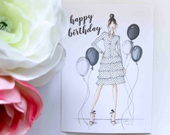 Fashion Illustrated Birthday Card Happiest Of Birthday