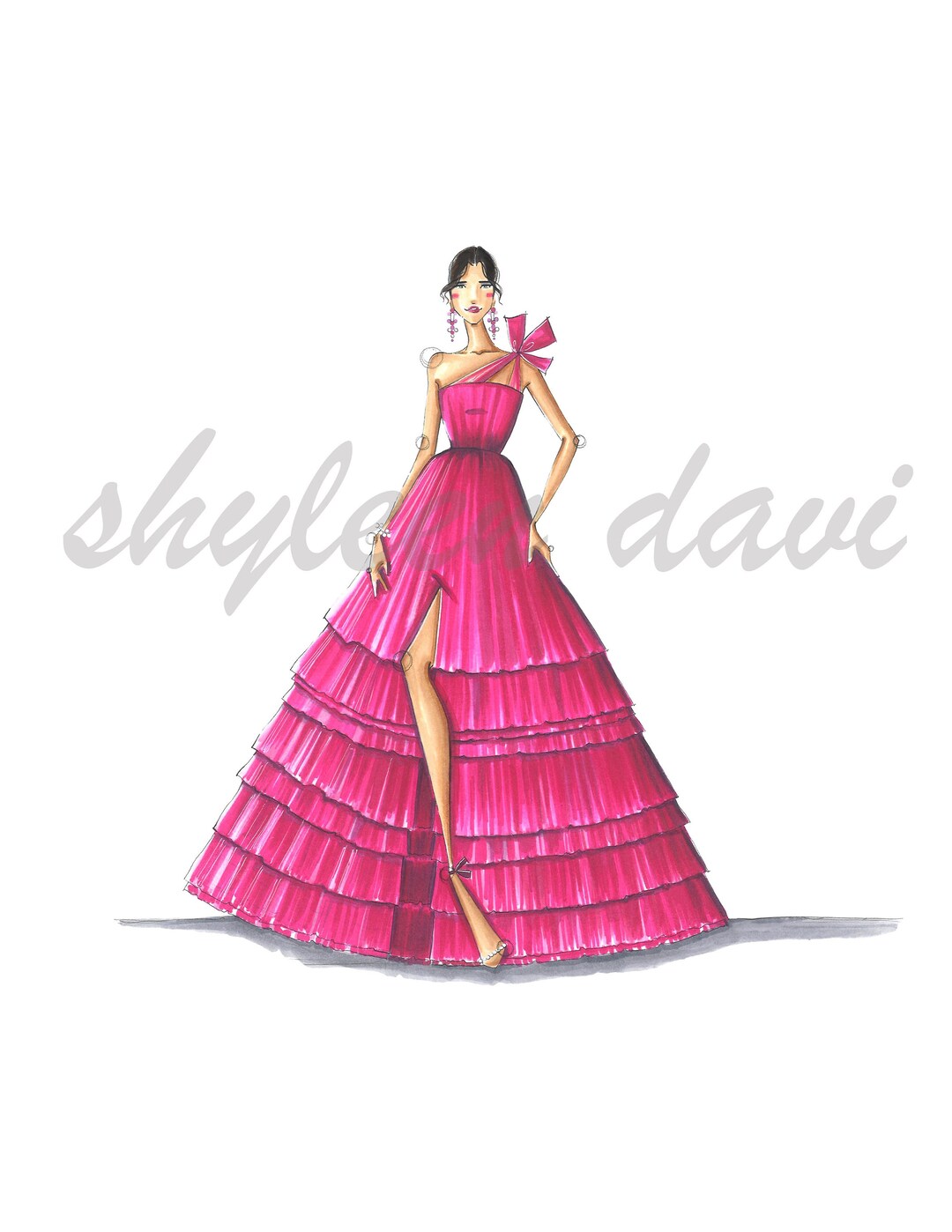 Fashion Illustration Wall Art Print think Pink Etsy