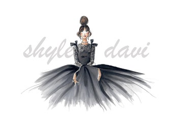 Fashion Illustration Sketch Print "Sitting Pretty"