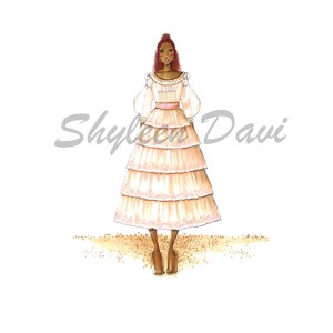 Fashion Illustration Sketch &quot;Pink Mermaid&quot;