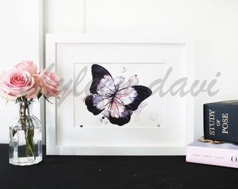 Watercolor Illustration Art Print "Purple Butterfly Beauty"