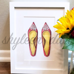 Fashion Illustration Print w/ Swarovski crystals &quot;Glamorous Pink&quot; LIMITED (framed)