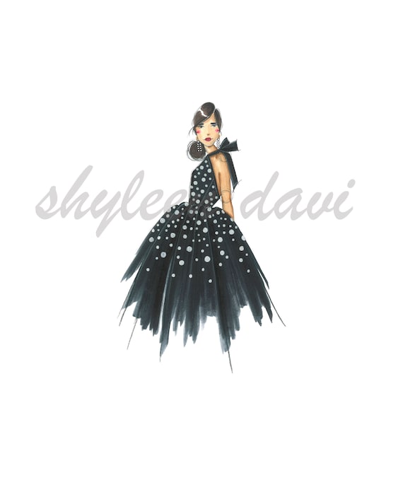 Fashion Illustration Sketch "polka Dots Dreams" - Etsy