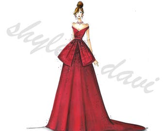 Red Sapphire Magic Fashion Illustration Print