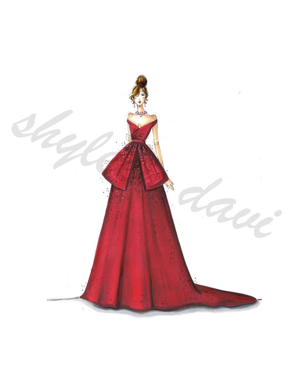 Red Sapphire Magic Fashion Illustration Print | Etsy