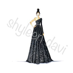 Dark Floral Beauty Fashion Illustration