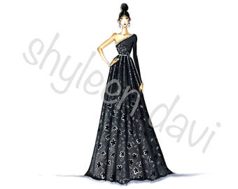 Dark Floral Beauty Fashion Illustration