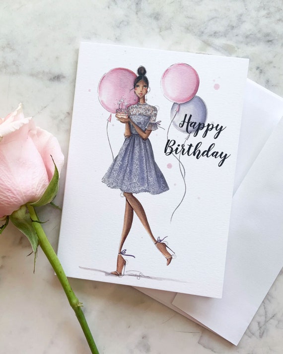DIGITAL DOWNLOAD Fashion Illustration Sketch "birthday Cake Surprise" - Etsy