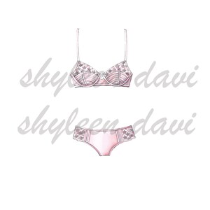 Illustrated Fashion Sketch &quot;Pretty Pink&quot;