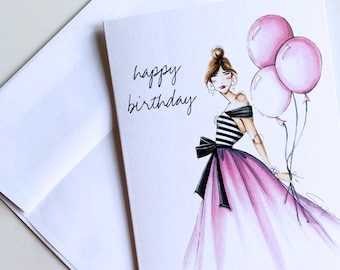 Fashion Illustrated Birthday Card "Fabulous Birthday"