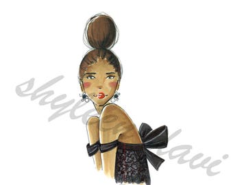 Bow Tied Fashion Illustration Print