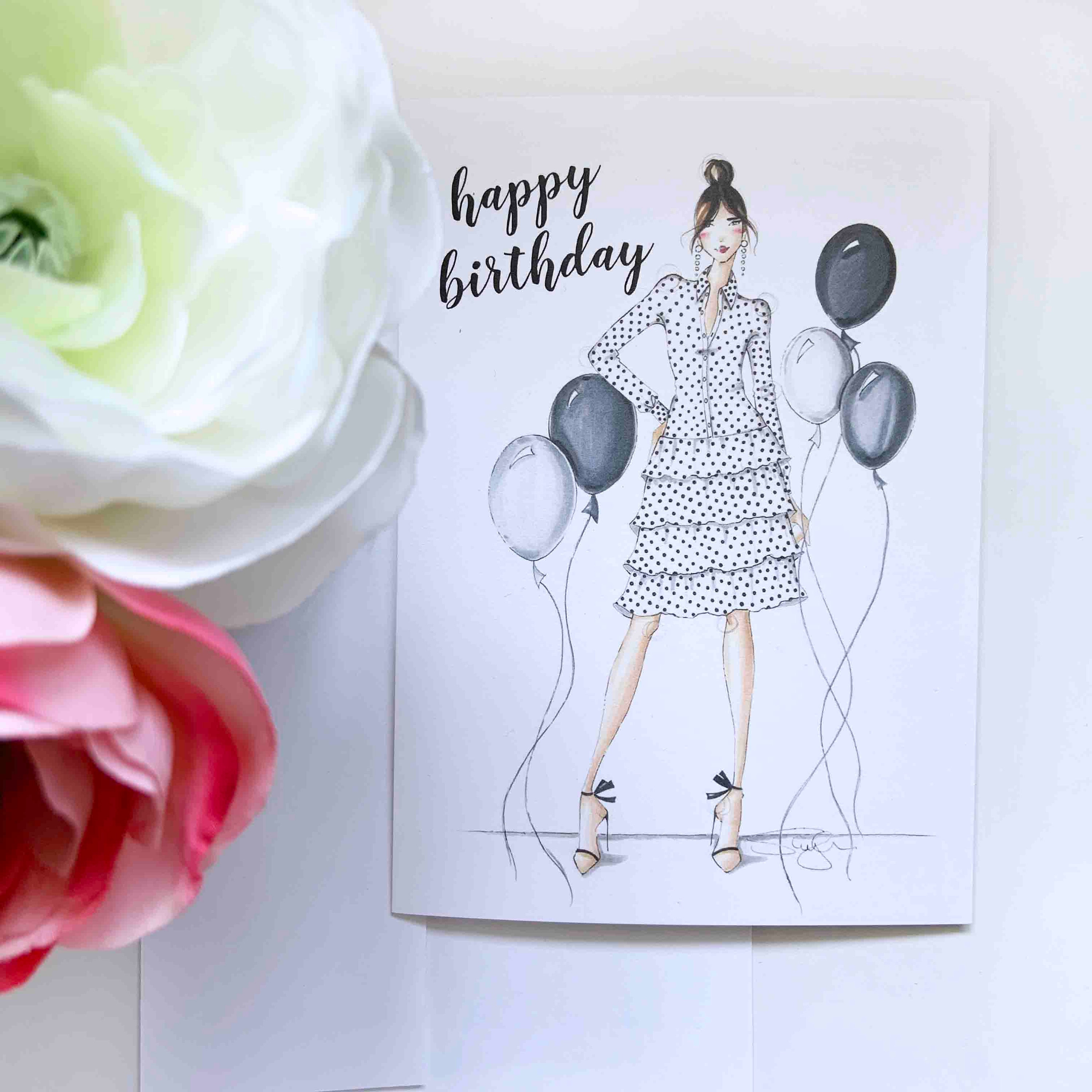Fashion Illustrated Birthday Card Happiest Of Birthday Etsy fashion-illustrated-birthday-card-happiest-of-birthday-etsy