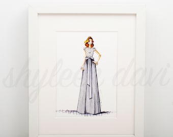 Pretty In Stripes  Fashion Illustration Print