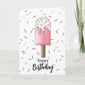 Ice Cream Art Illustrated  Birthday Card &quot;Sweet Birthday&quot;