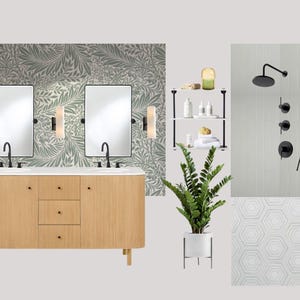 Bagno contemporaneo in salvia // Moodboard di interior design // Arredamento per il bagno // Arredamento per la casa // Servizi di interior design // Moodboard
