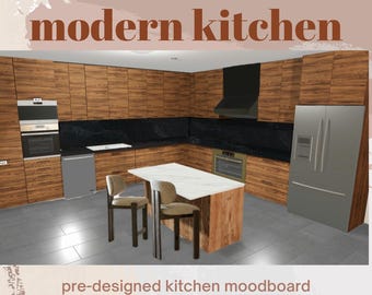 Modern Walnut Kitchen Design // Interior Design Mood Board // Kitchen Decor // Home Decor // Interior Design Services // Moodboard