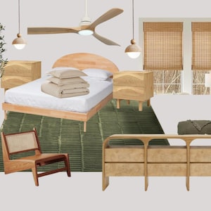 Wabi Sabi // Japandi // Tablero de inspiración de diseño de interiores // Decoración de dormitorios // Decoración del hogar // Servicios de diseño de interiores // Tablero de inspiración
