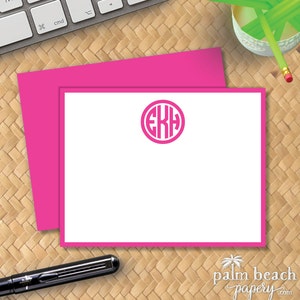 Perfect Circle Flat Notecards - Classic Monogram Stationery - Correspondence Card - Preppy Personalized Note Card Stationary - Writing Paper