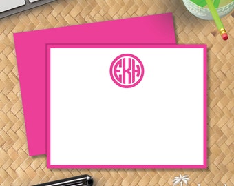 Perfect Circle Flat Notecards - Classic Monogram Stationery - Correspondence Card - Preppy Personalized Note Card Stationary - Writing Paper