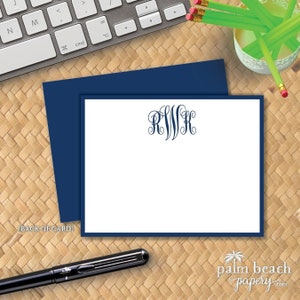 Classic Monogram Flat Notecards -  Correspondence Card Stationery - Personalized Card Stationary - Thank You Note - 3 Initial Monogram