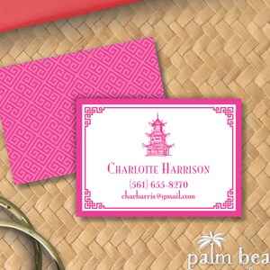 Chinoiserie Calling Cards - Chinese Pagoda - Asian Theme Personal Contact Cards - 2.5" x 3.5" Euro Size Calling Cards