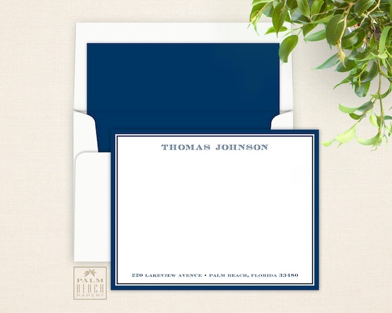 Men's Club Flat Notecards - Correspondence Card Stationery for Men - Masculine Thank You Note Stationary - Traditional Men's Stationery Card