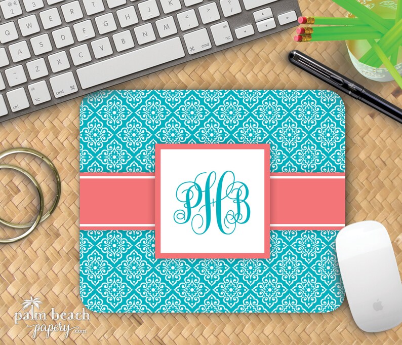 Custom Printed Home Office Decor Personalized Desk Accessory Gift Venetian Mousepad Monogrammed Mediterranean Pattern Mouse Pad