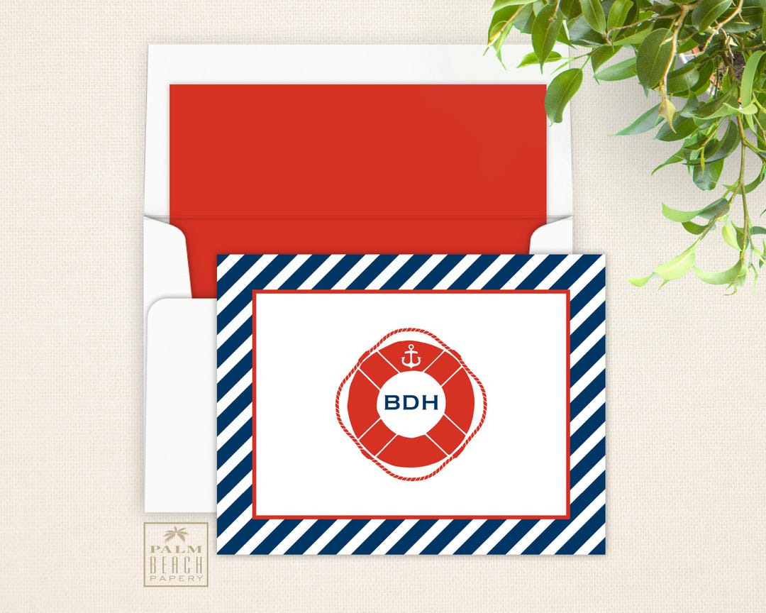 Boat House Folded Notecards -nautical Monogrammed Foldover Note Card ...