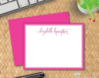 Signature Flat Notecards - Custom Printed Correspondence Card Stationery - Personalized Stationary - Calligraphy Script Thank You Note