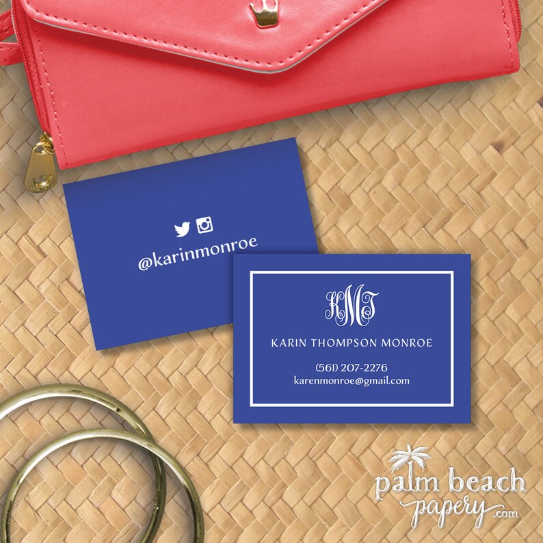 Worth Avenue Calling Cards Monogram Personal Contact Cards Etsy
