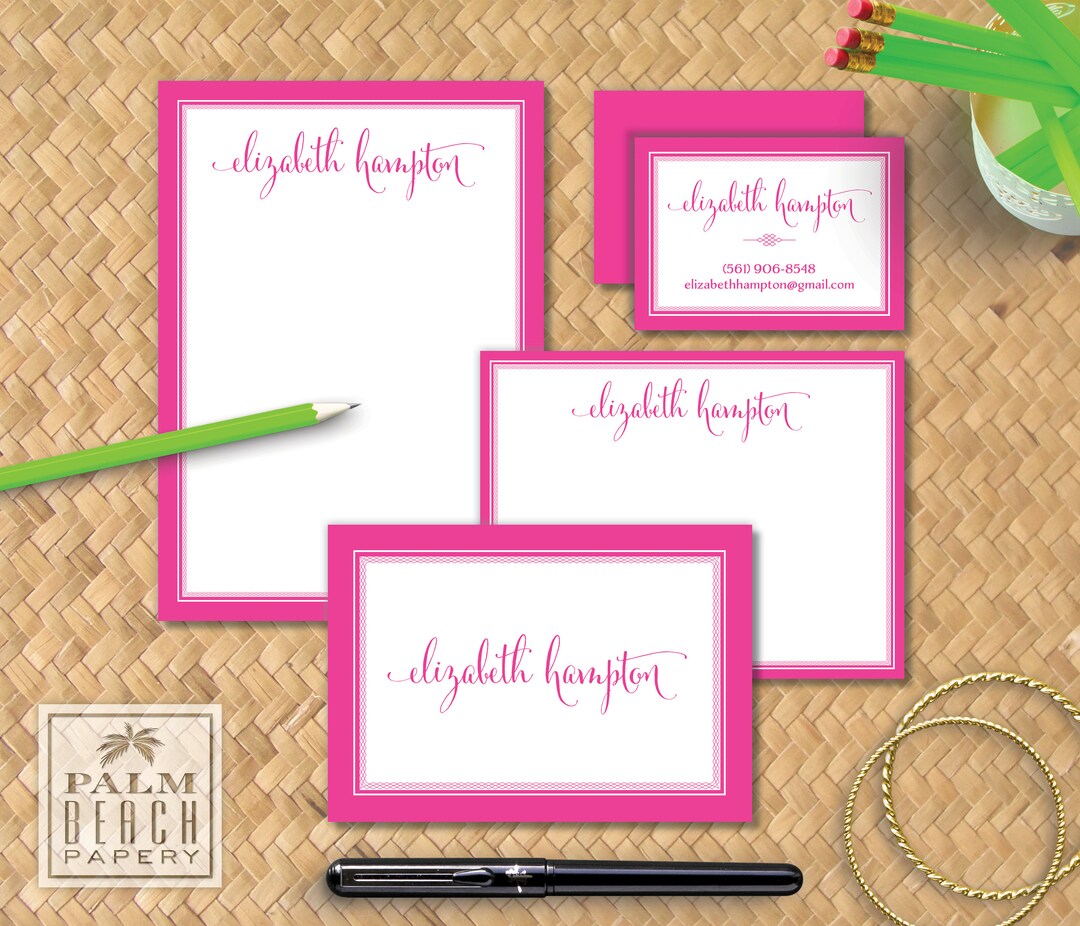 Signature Stationery Bundle Personalized Stationery Set Notepad, Flat