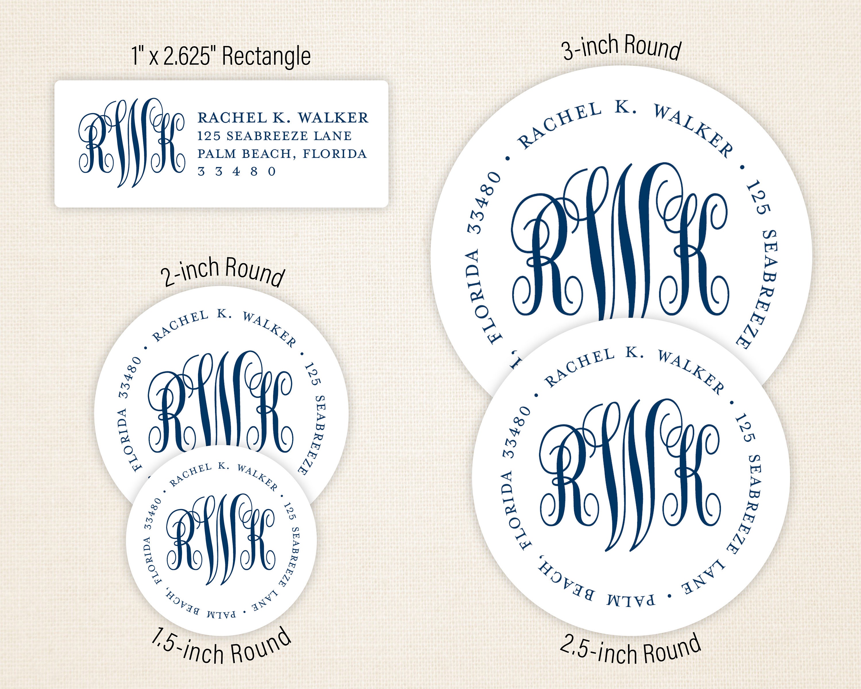 Classic Monogram - Monogram Return Address Labels - 1" X 2.625 ...