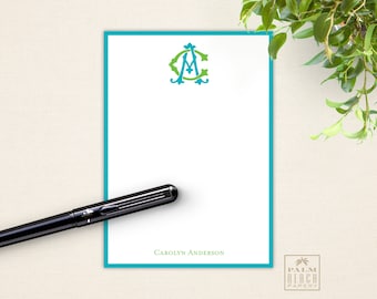 Versailles 5x7 Notepads - Personalized Memo Pads with Interlocking Monogram