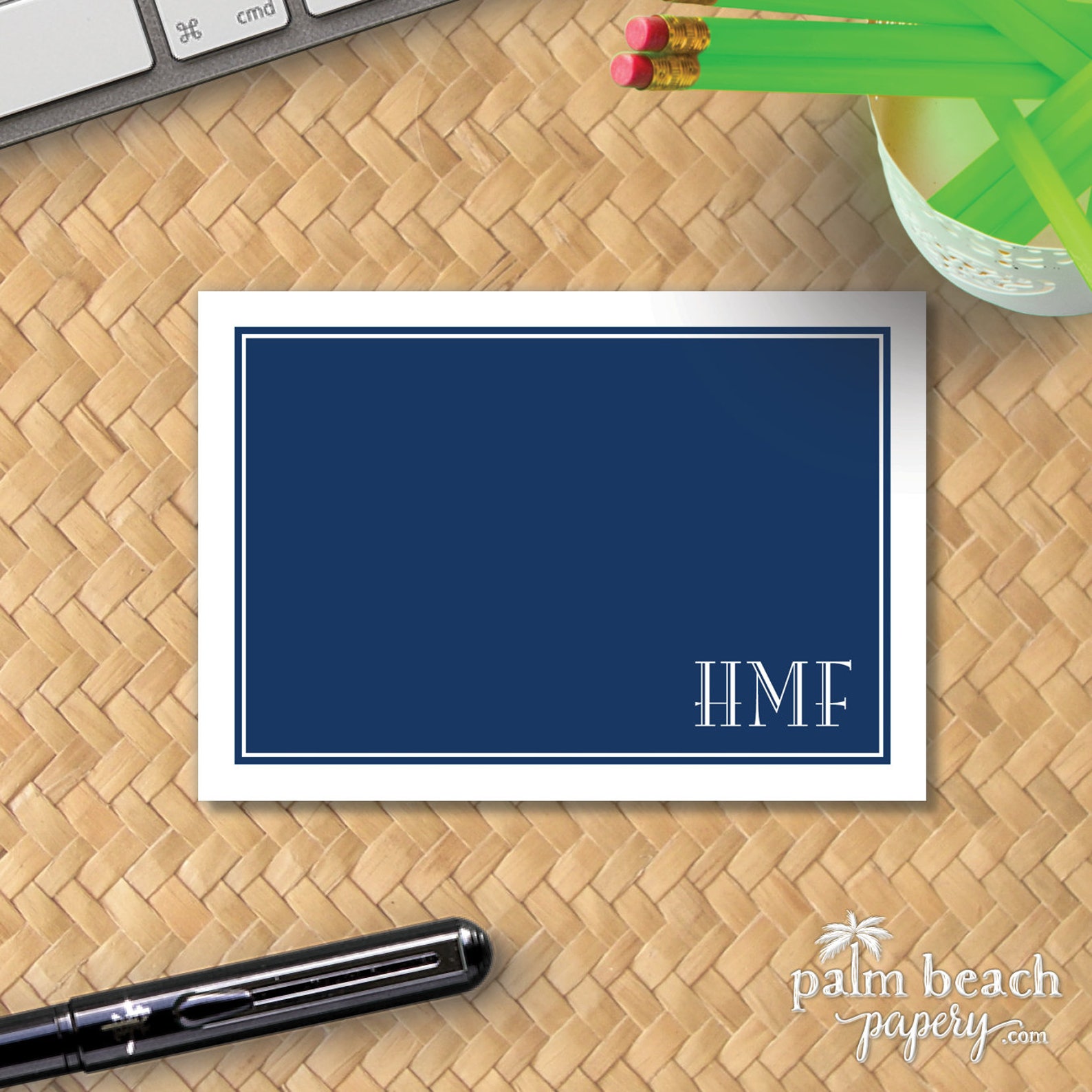 Flagler Monogram Folded Notecards Masculine Stationery Etsy