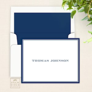 Men&#39;s Club Folded Notecards - Personalized Foldover Note Card Stationery for Men with Optional Return Address & Lined Envelopes
