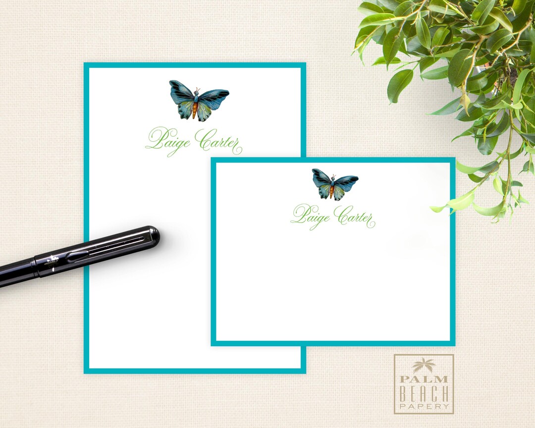 Papillon Stationery Duo - Personalized Butterfly Notepad + Flat ...