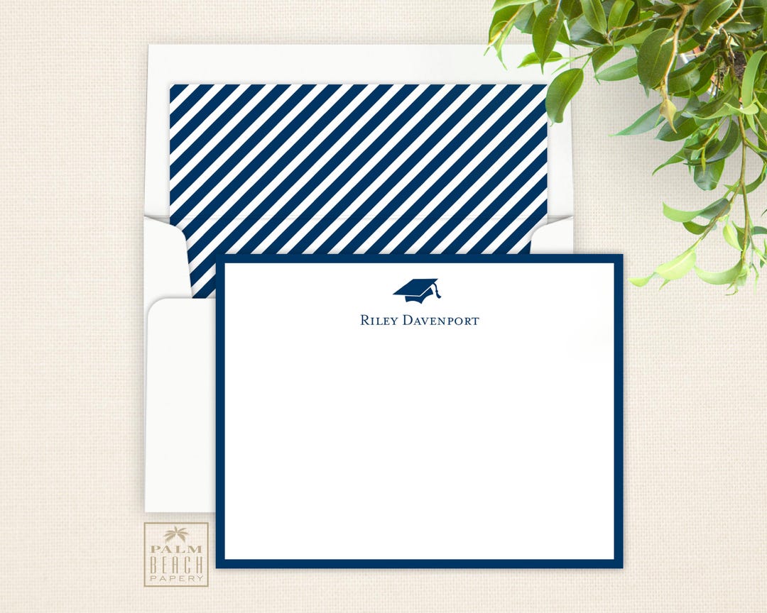 Classic Graduation Cap Flat Note Cards - Personalized Correspondence ...
